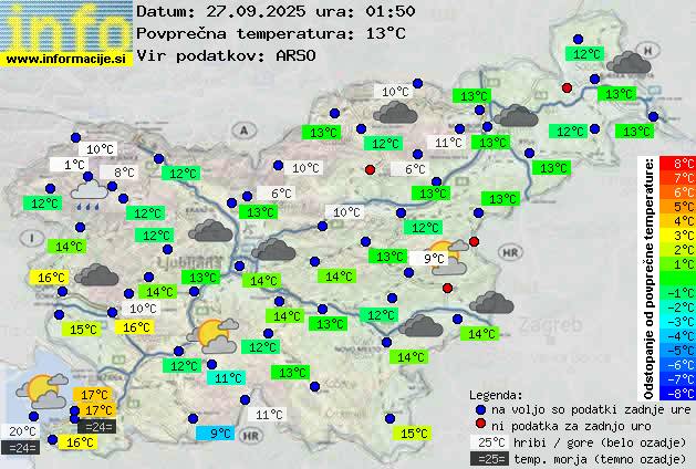 Trenutno vreme po Sloveniji