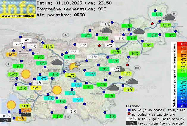 Trenutno vreme po Sloveniji