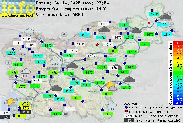 Trenutno vreme po Sloveniji