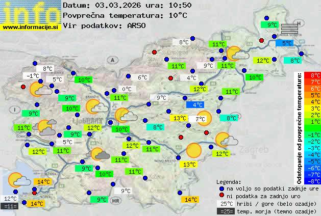 Trenutno vreme po Sloveniji